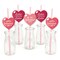 Big Dot of Happiness Happy Galentine's Day - Paper Straw Decor - Valentine's Day Party Striped Decorative Straws - Set of 24